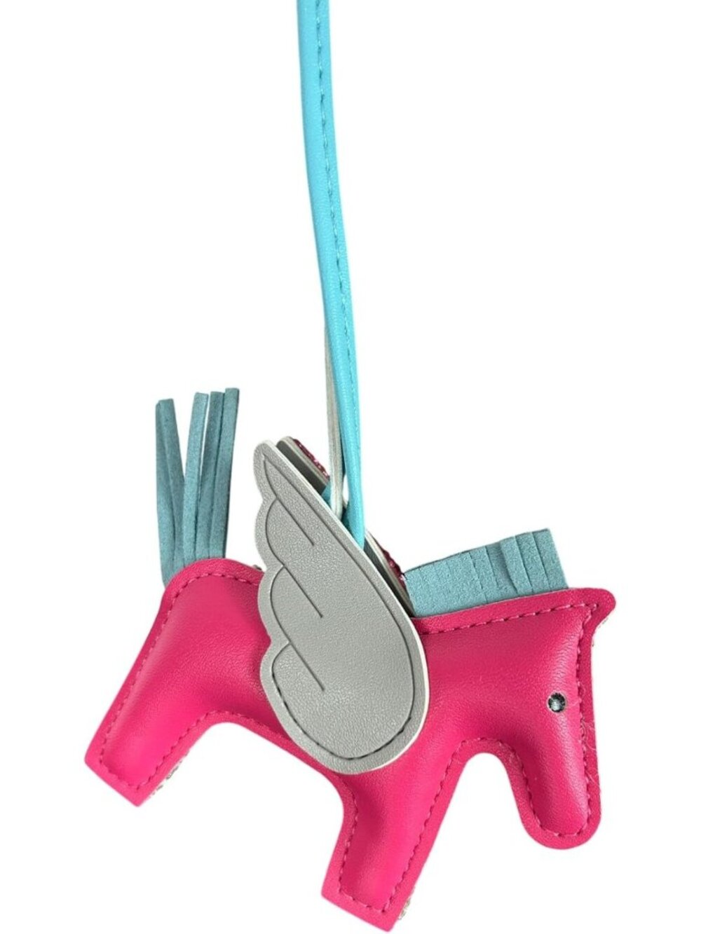 Glittering Pink & Blue Crystal Rhinestone Keychain - Purse & Handbag Charm